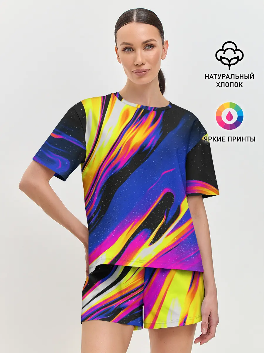 Женская пижама с шортами / БЕНЗИНОВЫЕ РАВЗОДЫ / ТЕКСТУРА