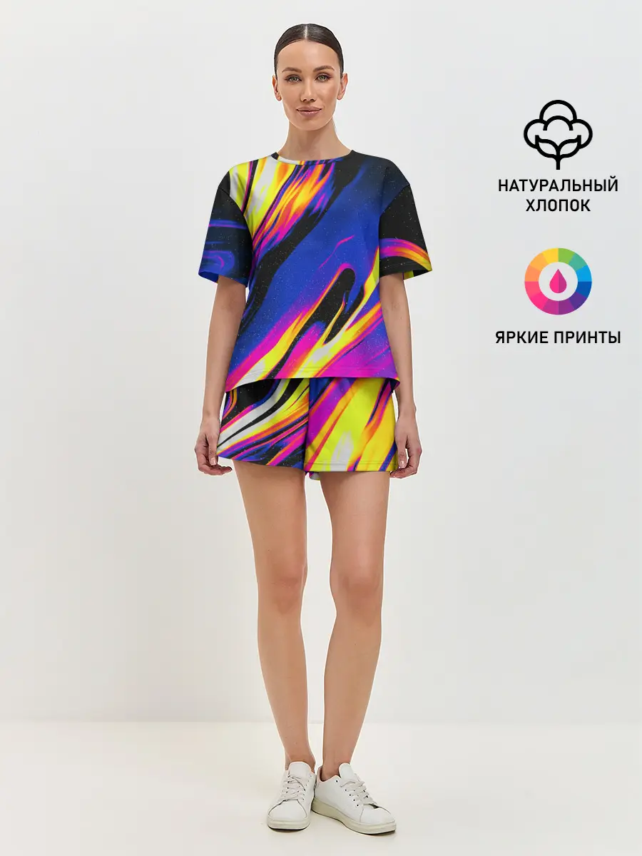 Женская пижама с шортами / БЕНЗИНОВЫЕ РАВЗОДЫ / ТЕКСТУРА