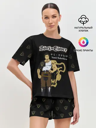 Женская пижама с шортами / Ями Сукехиро Чёрный клевер