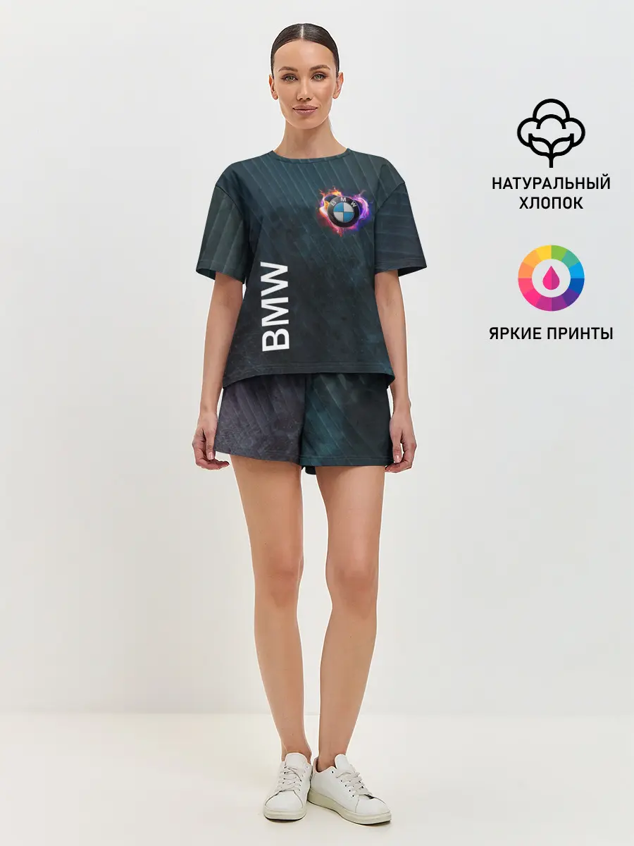 Женская пижама с шортами / BMW Heart. Grooved Texture