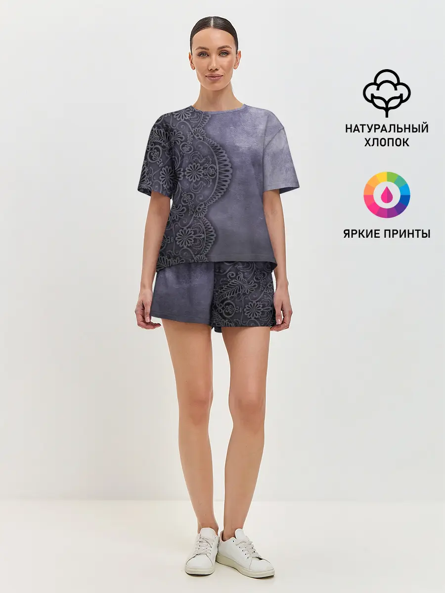 Женская пижама с шортами / Кружевной Узор