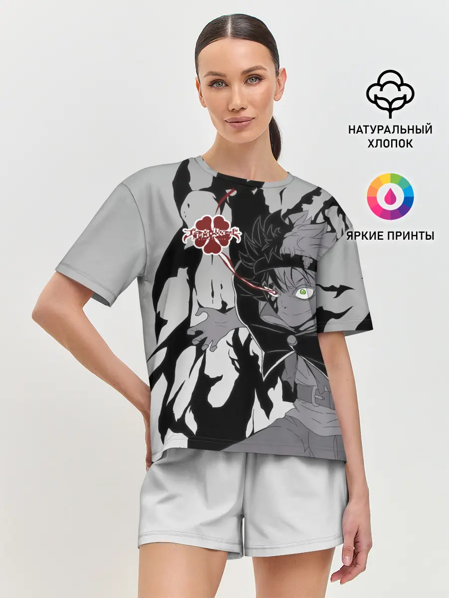 Женская пижама с шортами / Черный Аста демон Чёрный клевер