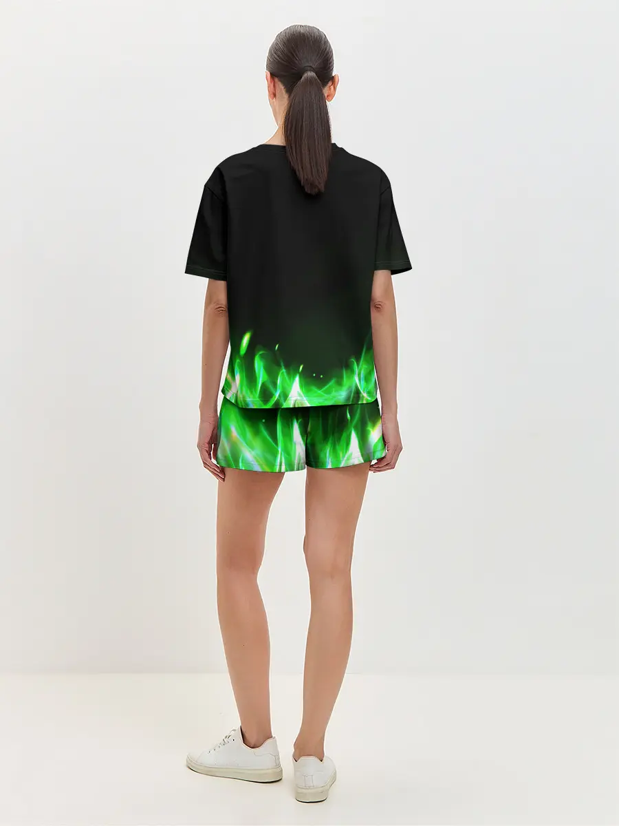 Женская пижама с шортами / Зеленый огонь