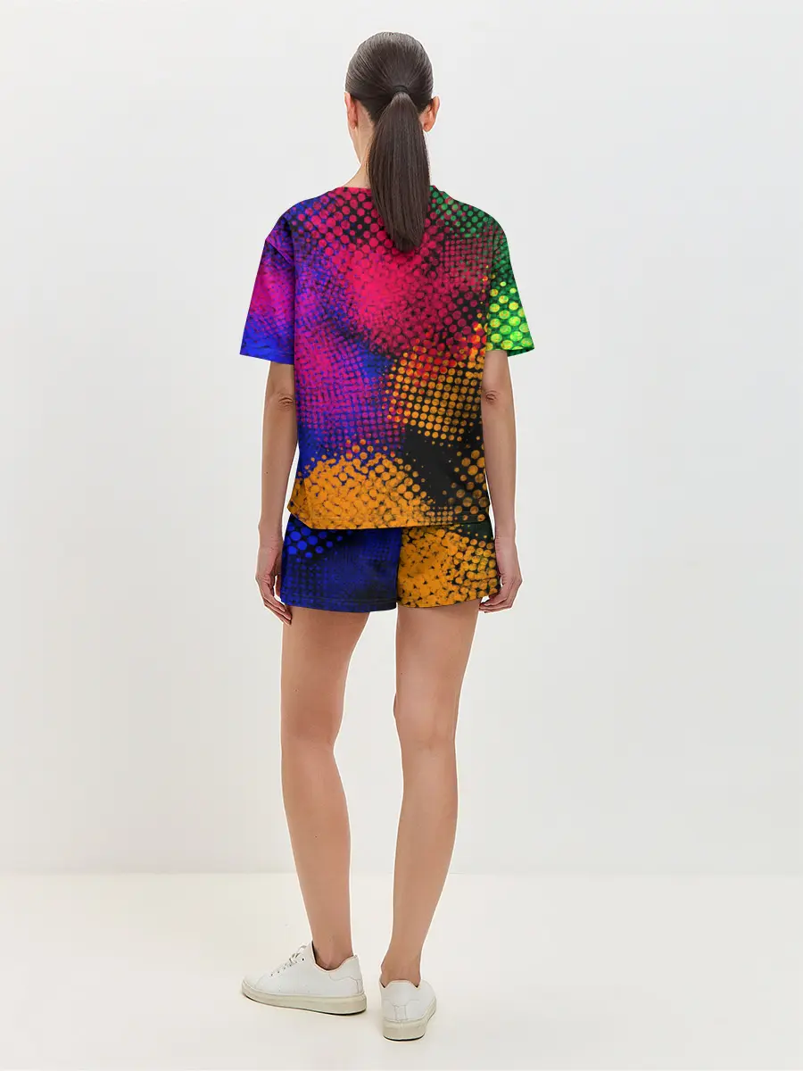 Женская пижама с шортами / Цветные Разводы