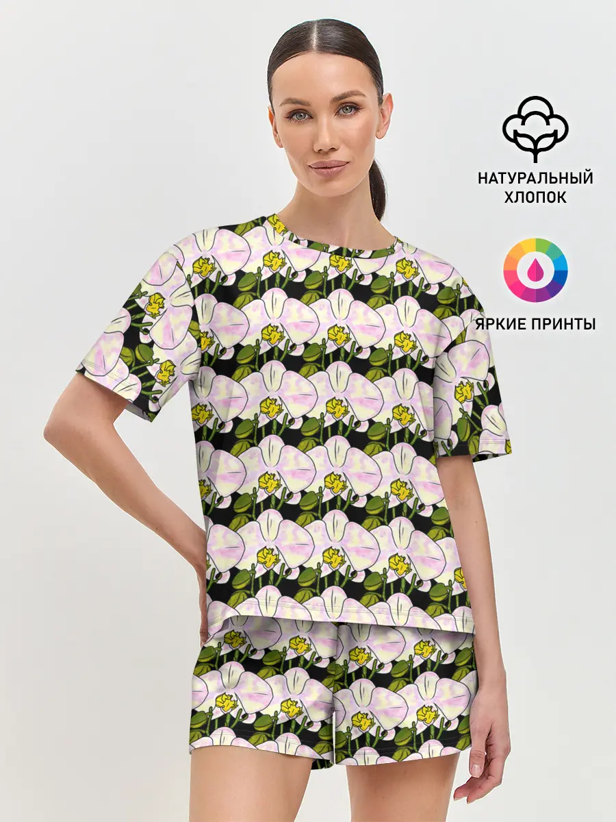 Женская пижама с шортами / Заросли орхидей