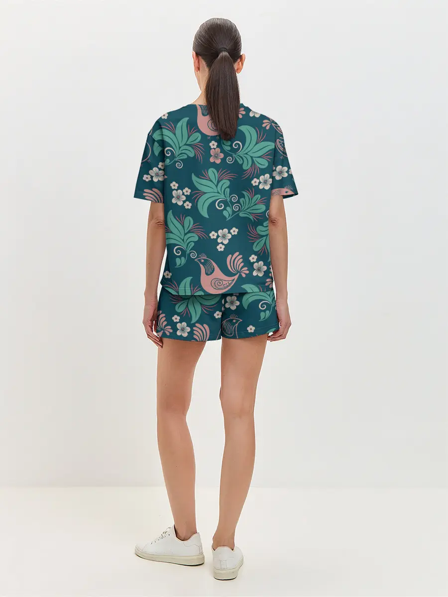 Женская пижама с шортами / Птицы в Цветах