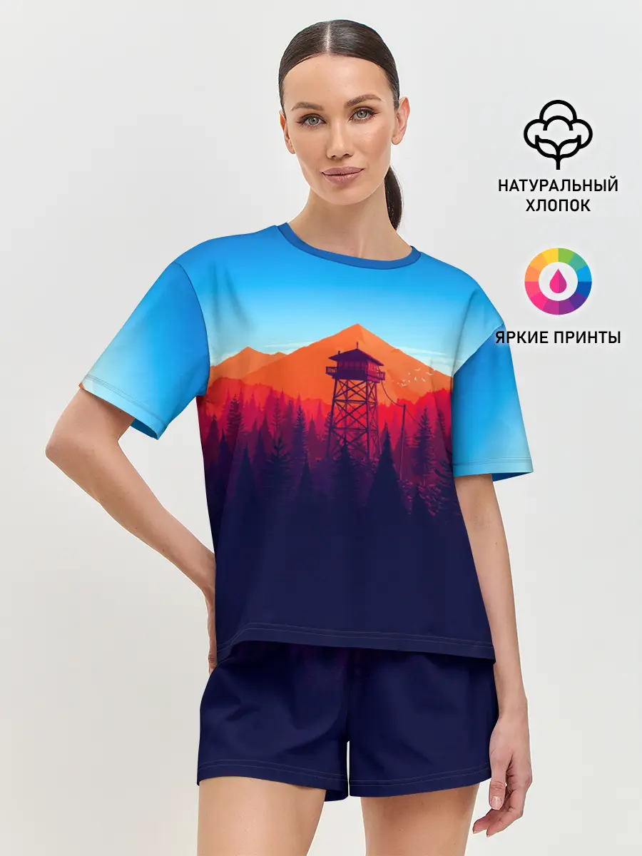 Женская пижама с шортами / Одинокая вышка