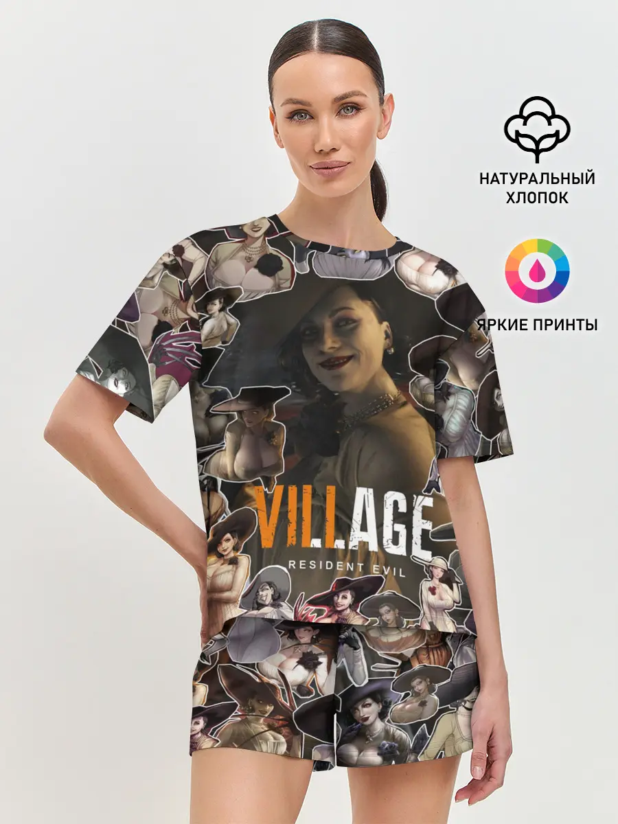 Женская пижама с шортами / Dimitrescu stikers style