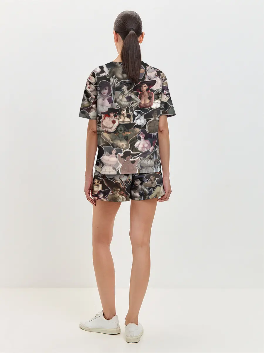 Женская пижама с шортами / Dimitrescu stikers style