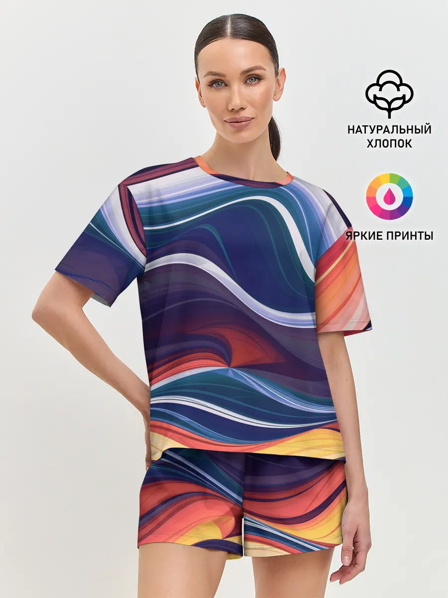 Женская пижама с шортами / Colored lines