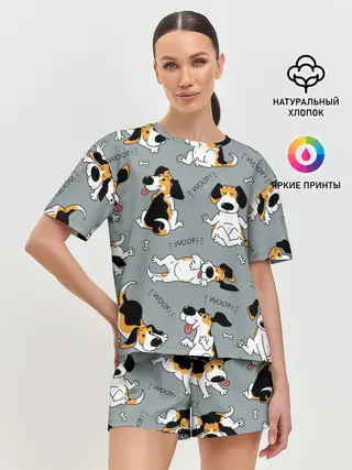 Женская пижама с шортами / Собаки Бигли