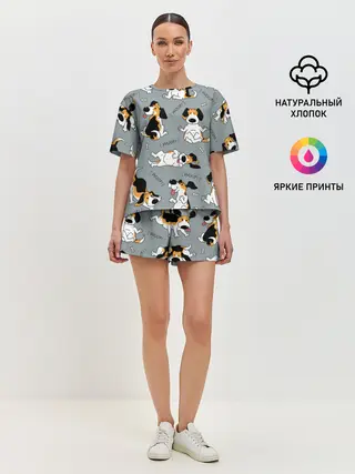 Женская пижама с шортами / Собаки Бигли