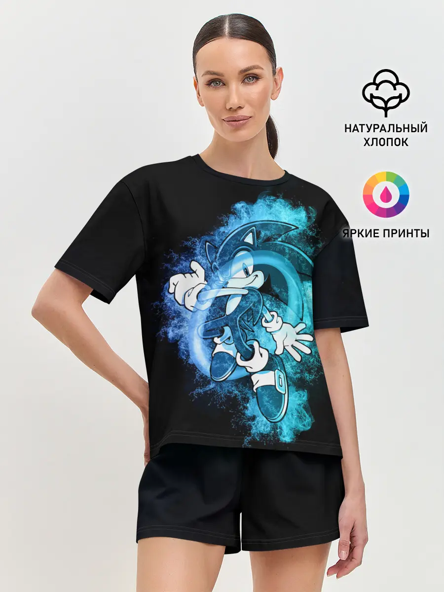 Женская пижама с шортами / Соник сквозь кольцо