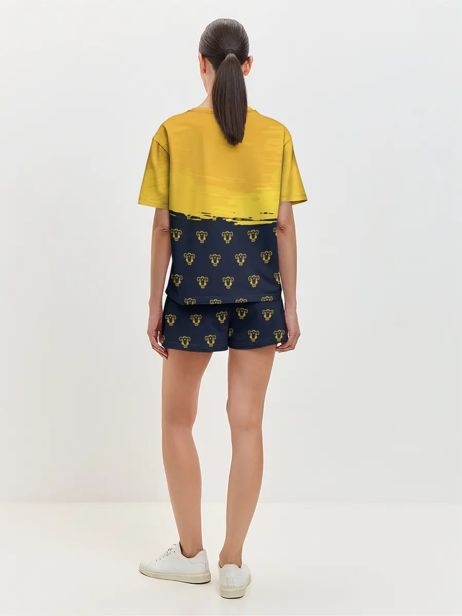 Женская пижама с шортами / Чёрный клевер Аста желтый