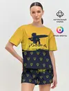 Женская пижама с шортами / Чёрный клевер Аста желтый