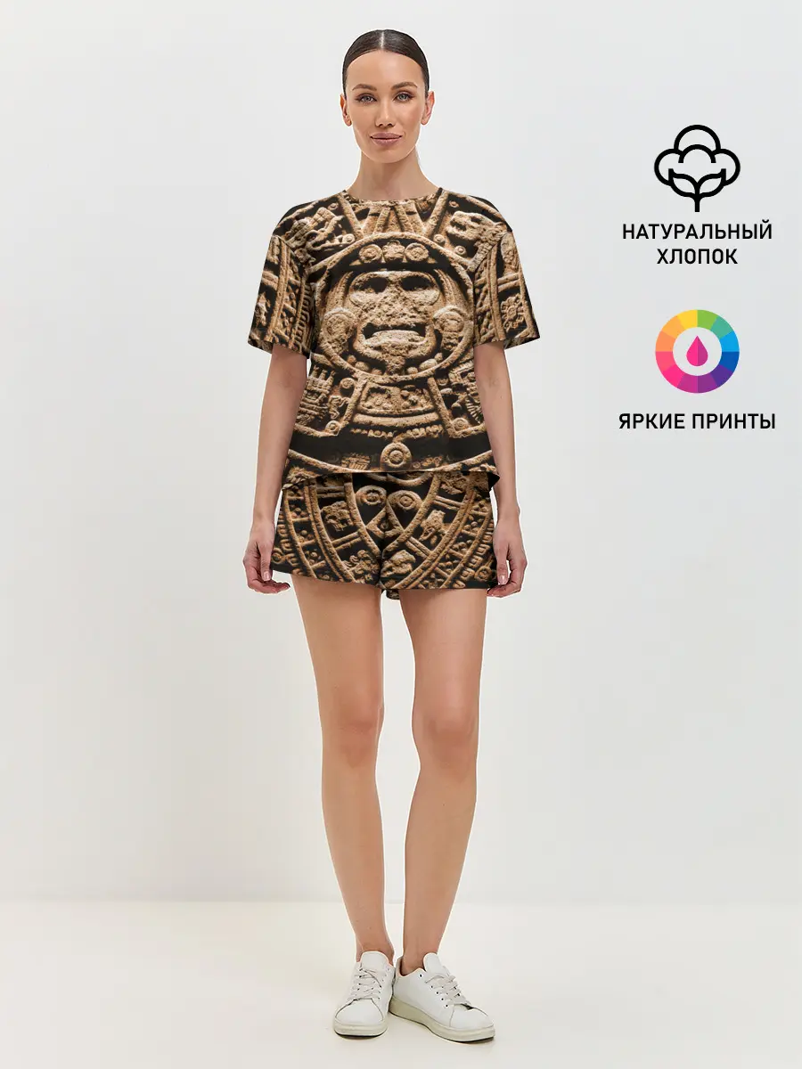 Женская пижама с шортами / Ацтекский Календарь