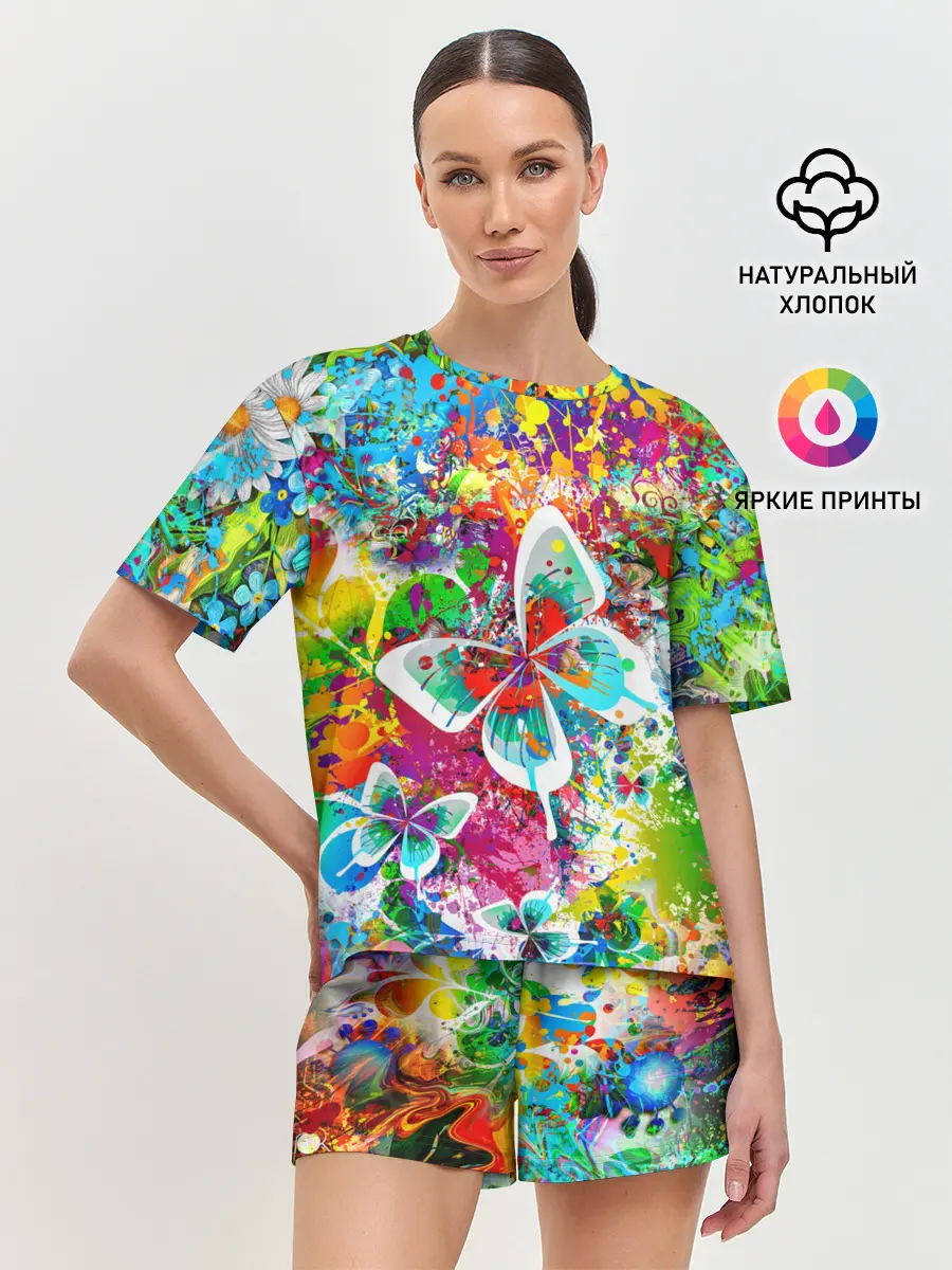 Женская пижама с шортами / ЯРКИЕ КРАСКИ