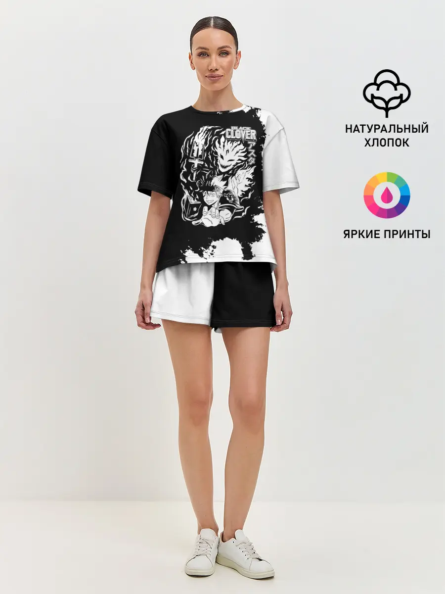Женская пижама с шортами / Чёрный клевер Аста и демон Либе