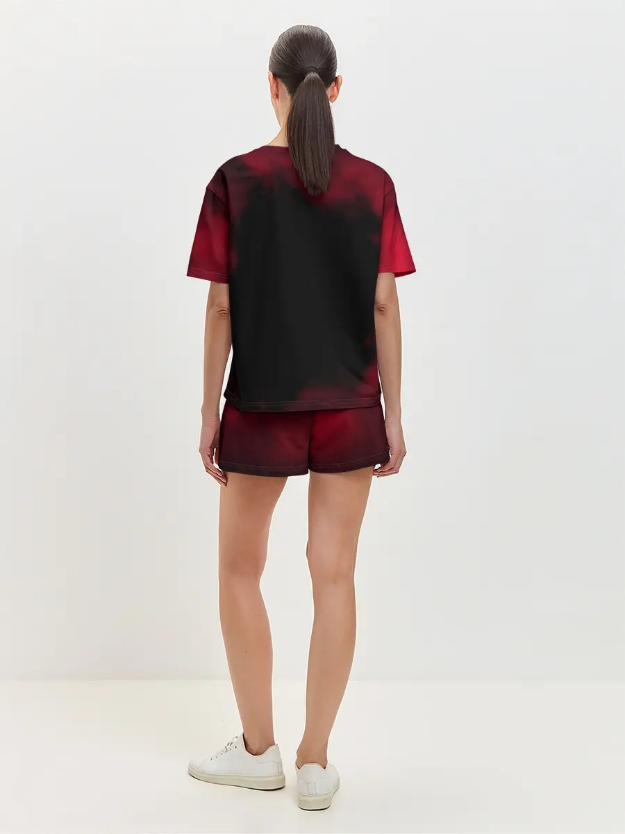 Женская пижама с шортами / Черные быки демонические глаза