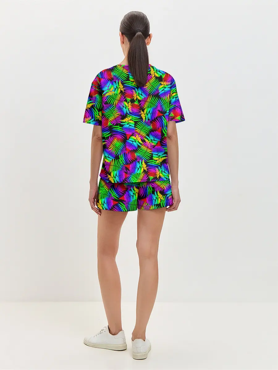 Женская пижама с шортами / Неоновый папоротник