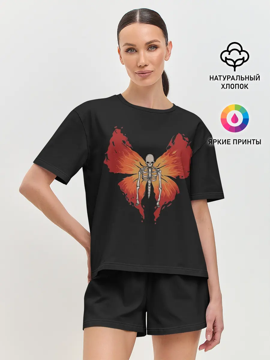 Женская пижама с шортами / Butterfly Skeleton