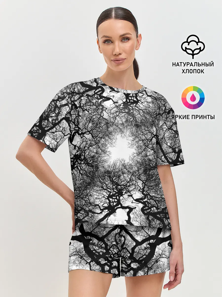 Женская пижама с шортами / Texture Branches