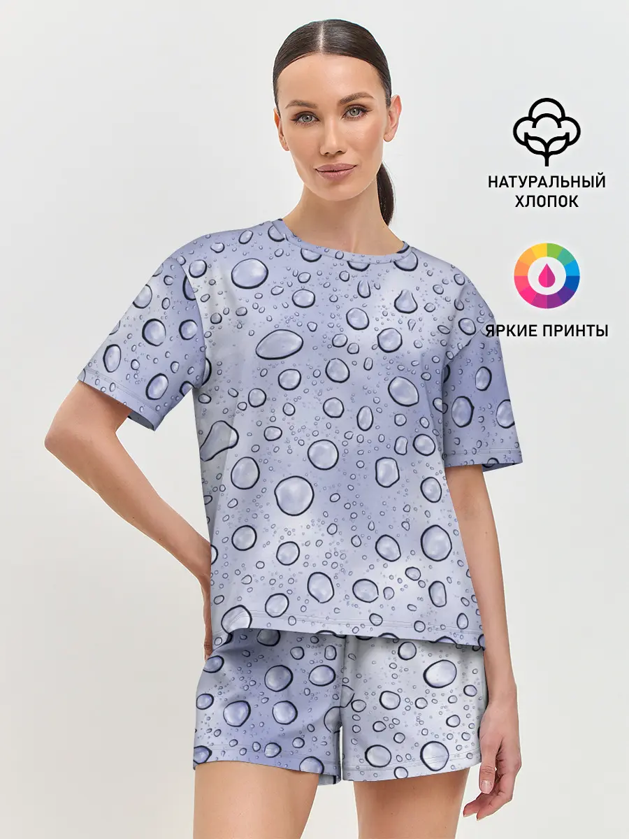 Женская пижама с шортами / Капли на Стекле