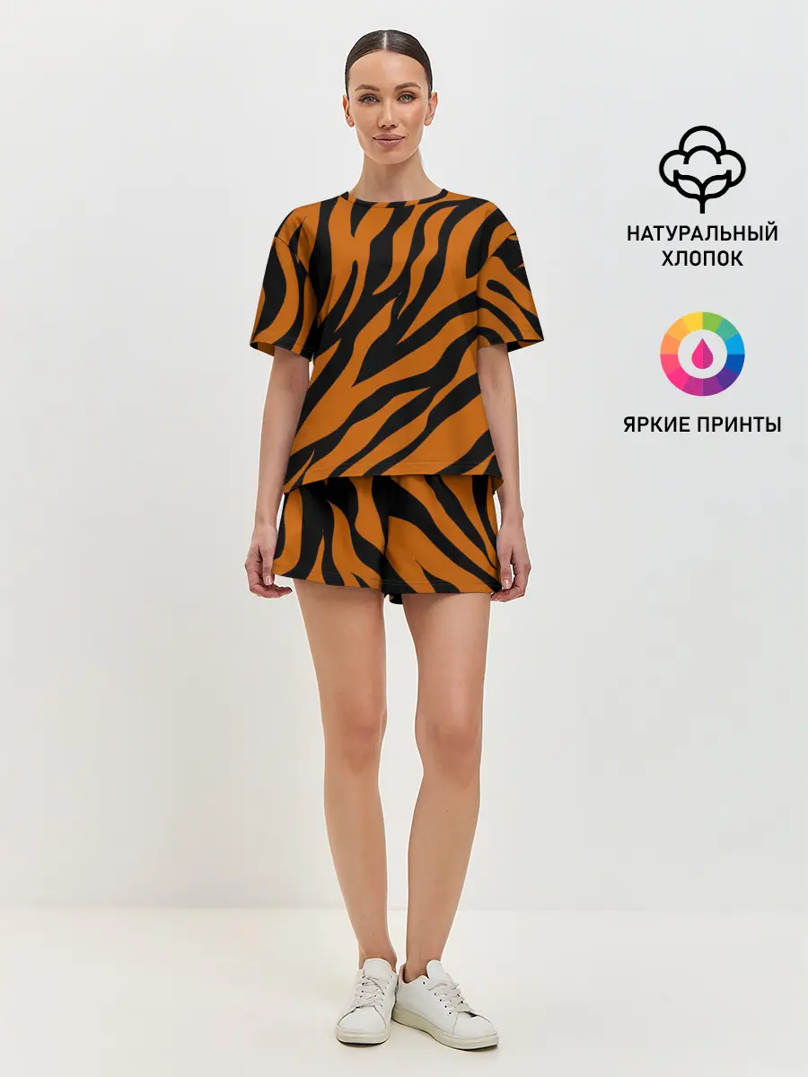 Женская пижама с шортами / Тигровый Камуфляж