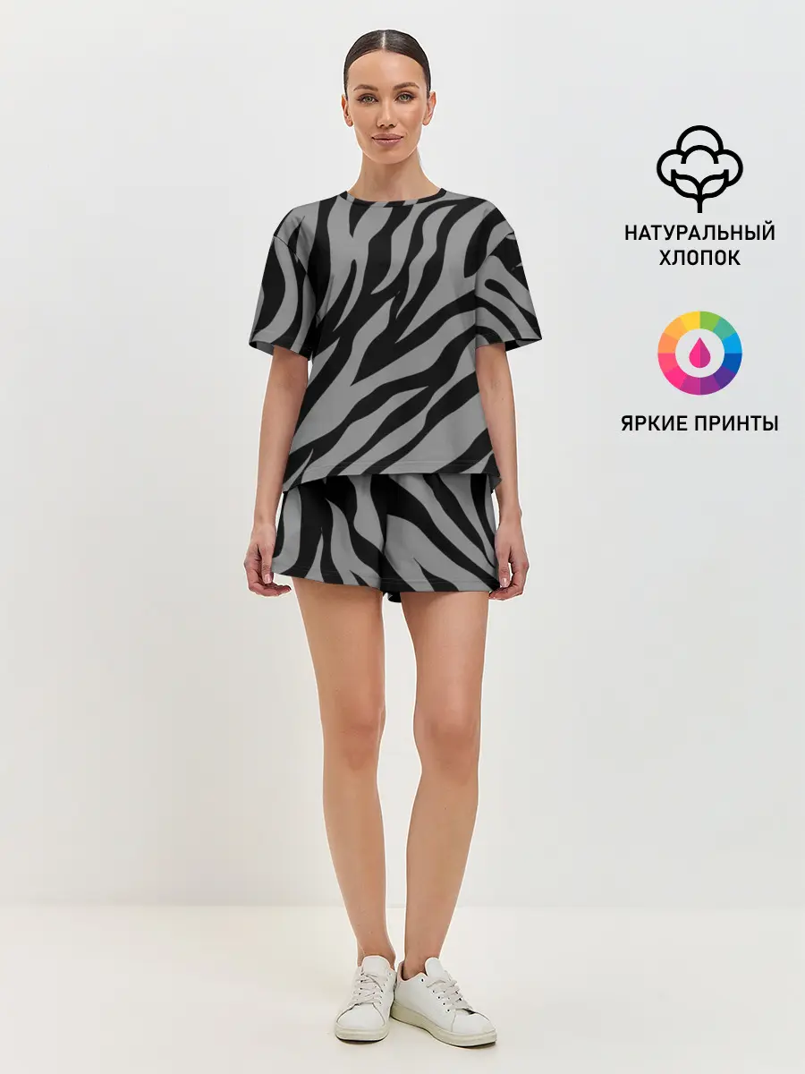 Женская пижама с шортами / Камуфляж Зебра