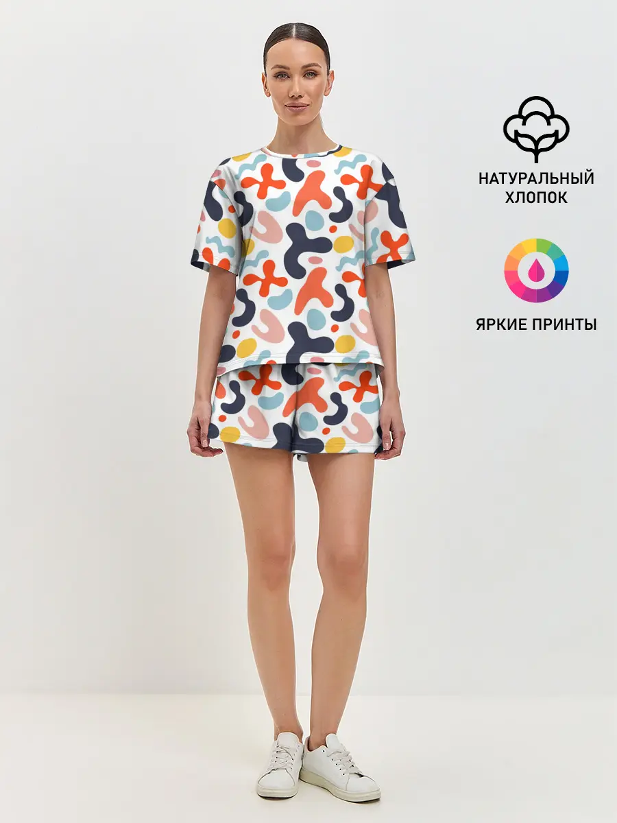 Женская пижама с шортами / Абстрактные цветные пятна