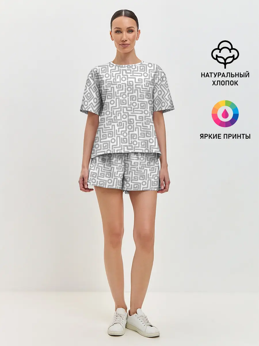 Женская пижама с шортами / Геометрический лабиринт
