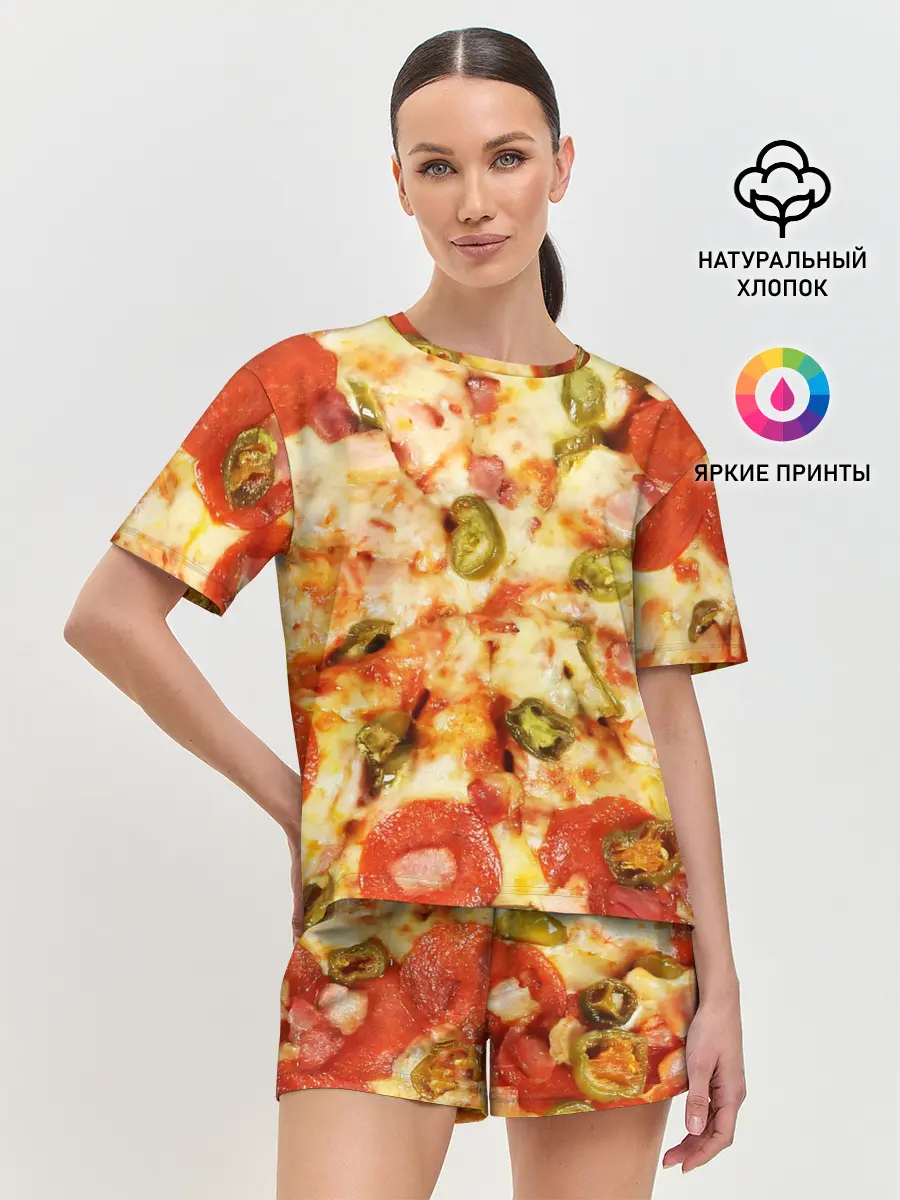 Женская пижама с шортами / Пицца