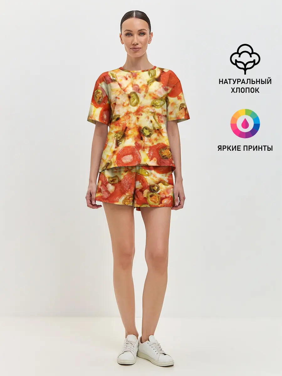Женская пижама с шортами / Пицца