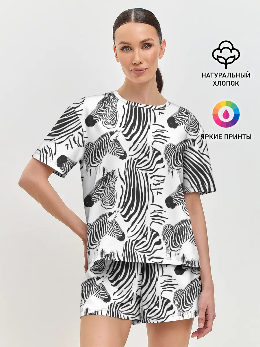 Женская пижама с шортами / Зебра