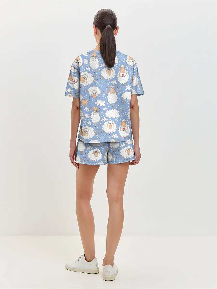 Женская пижама с шортами / Счастливые овечки