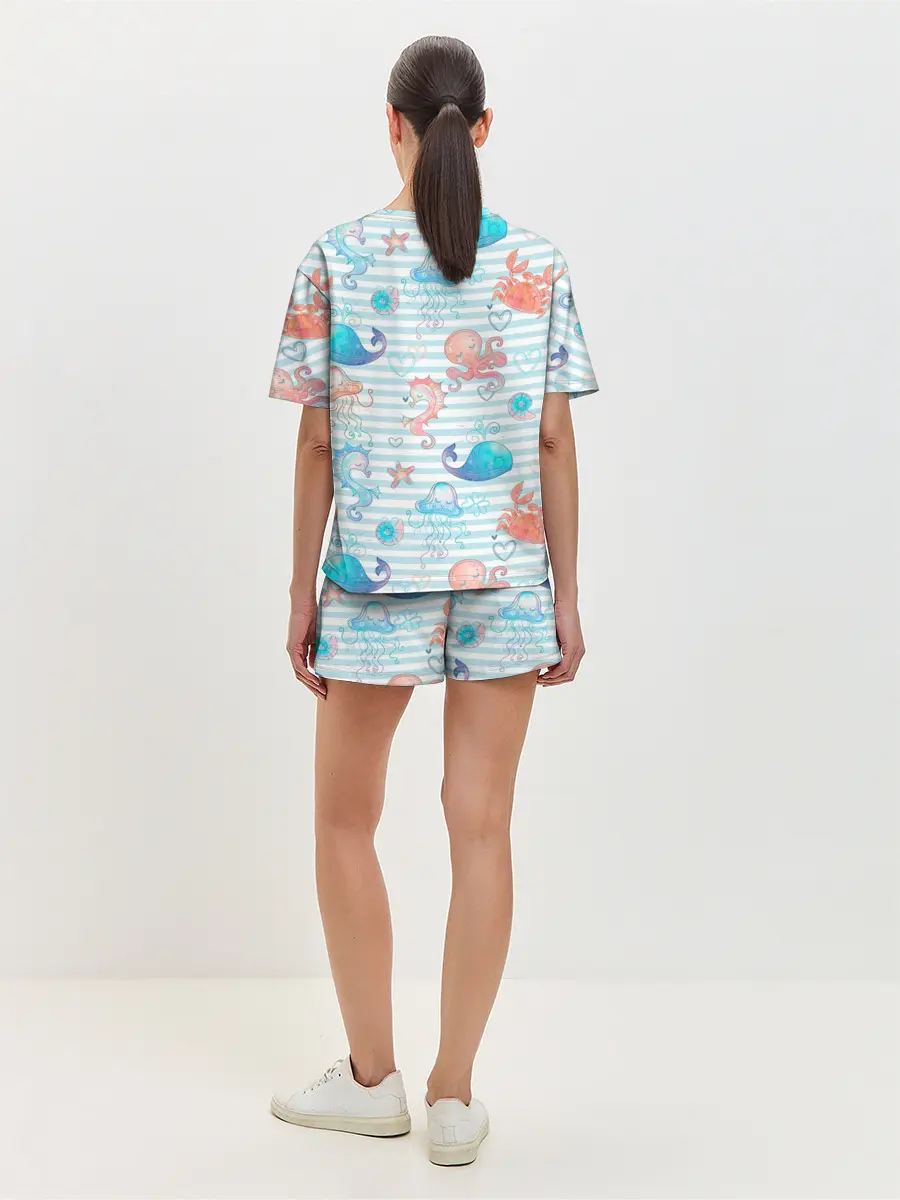 Женская пижама с шортами / Морские жители