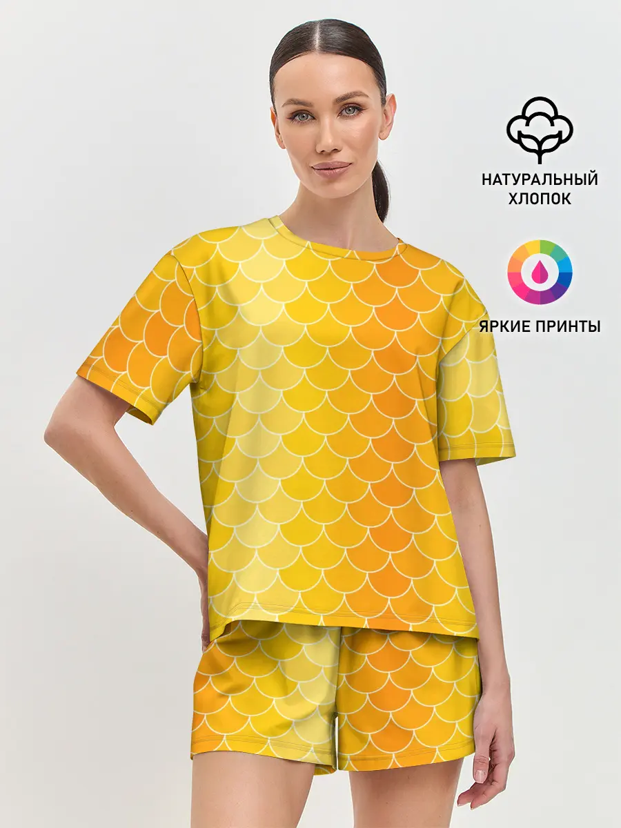 Женская пижама с шортами / Желтая чешуя
