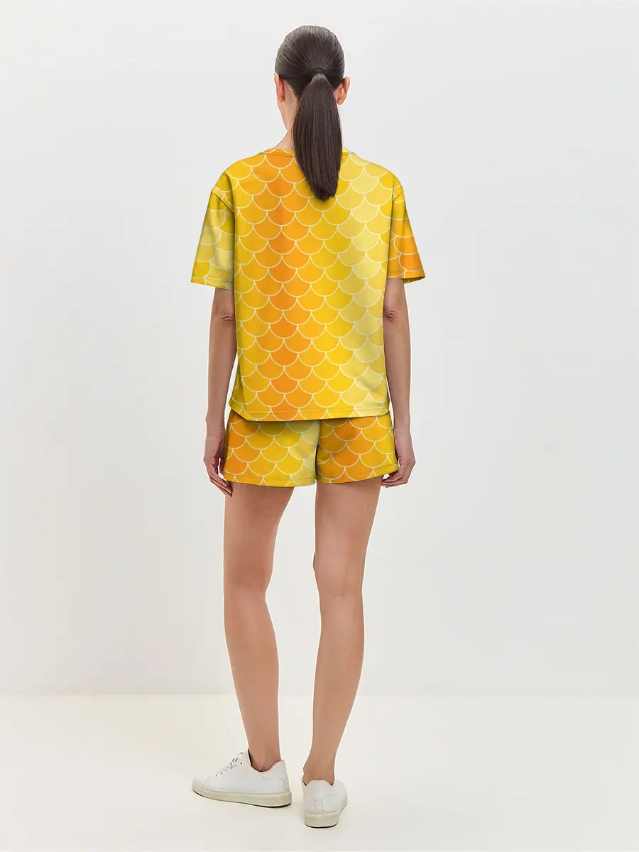 Женская пижама с шортами / Желтая чешуя