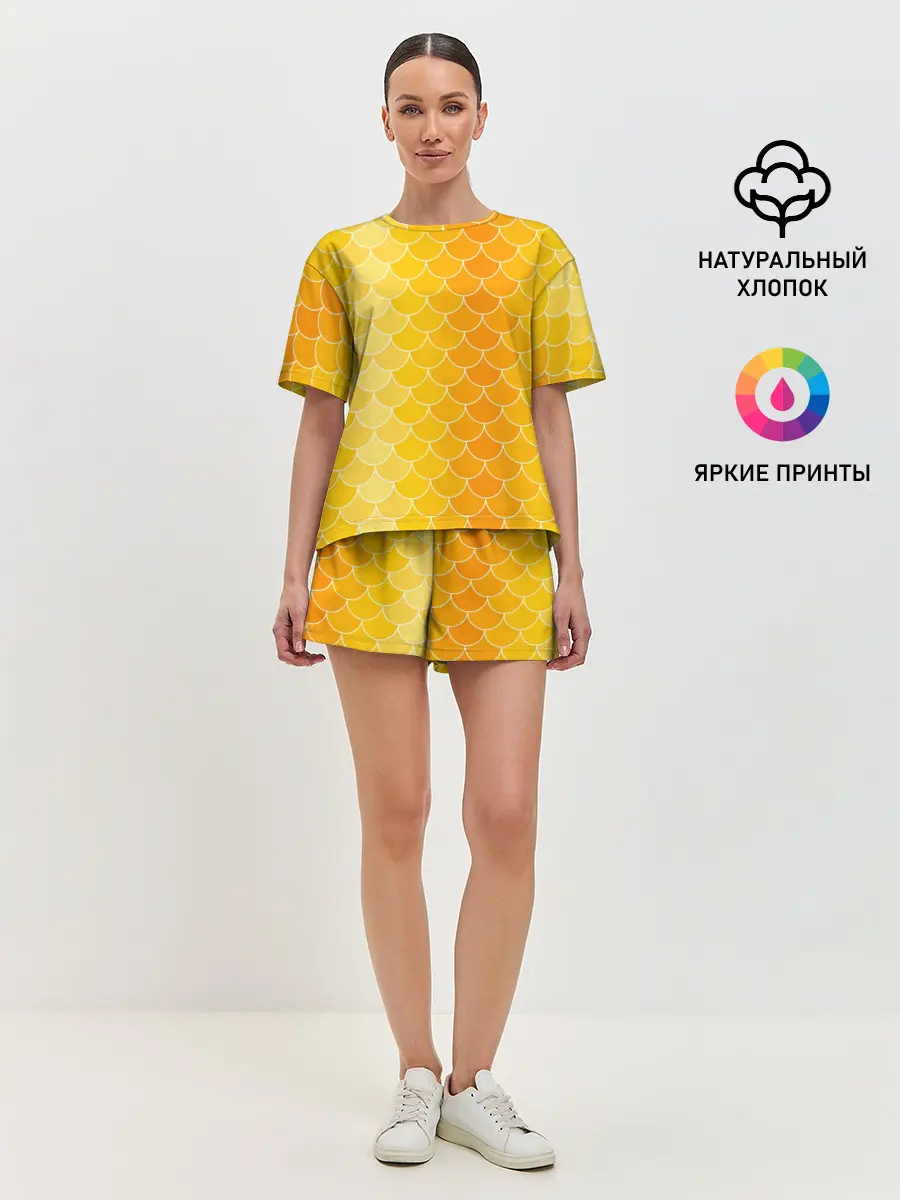 Женская пижама с шортами / Желтая чешуя