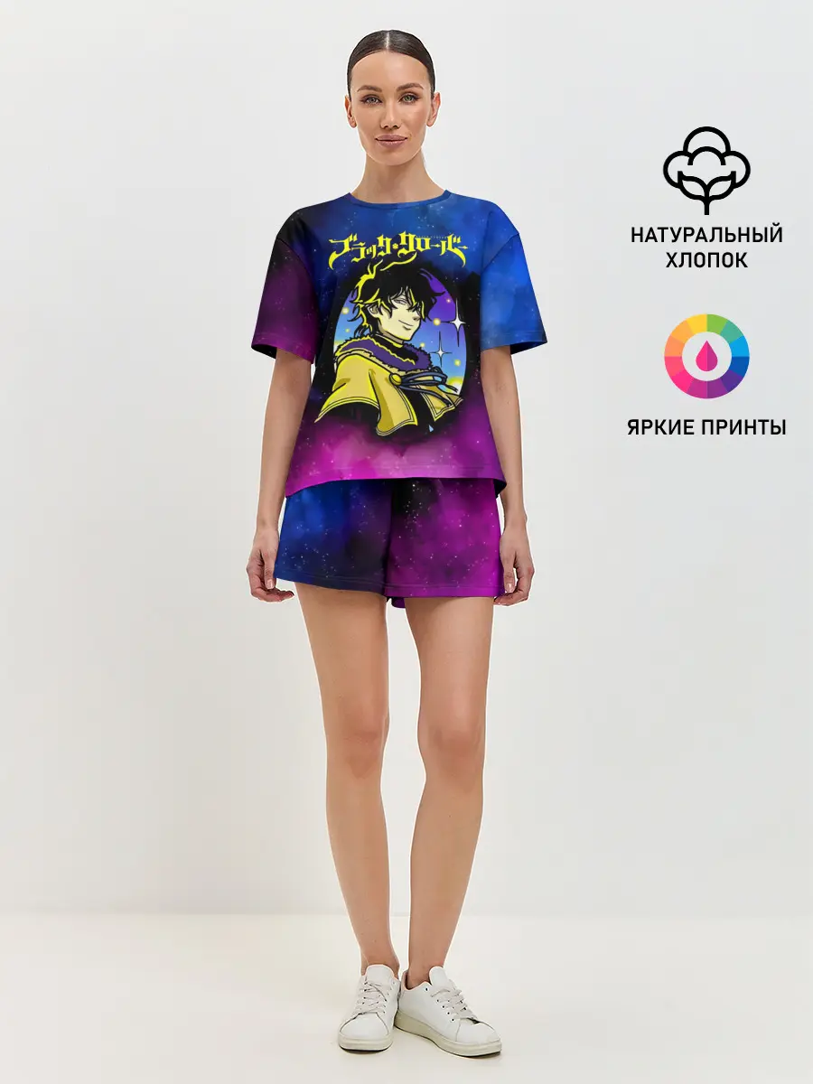 Женская пижама с шортами / Чёрный клевер космический Юно