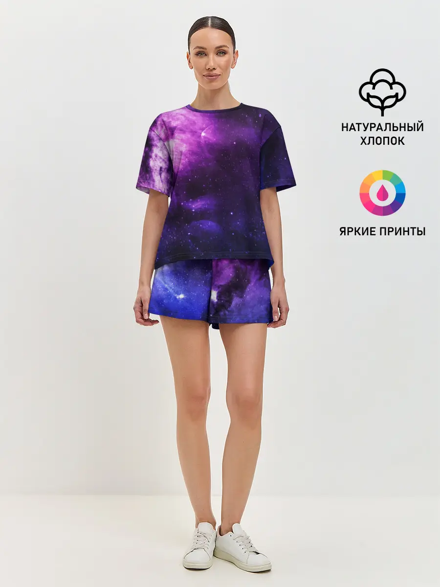 Женская пижама с шортами / Холодный космос