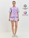 Женская пижама с шортами / графический: клетка полоска