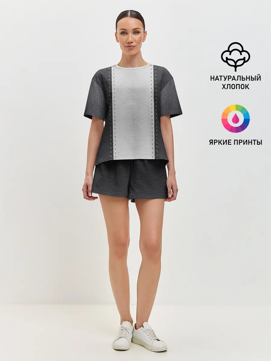 Женская пижама с шортами / Черно белая кожа