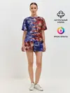 Женская пижама с шортами / Сине-Красные Разводы