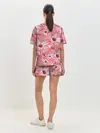 Женская пижама с шортами / Красные Цветы