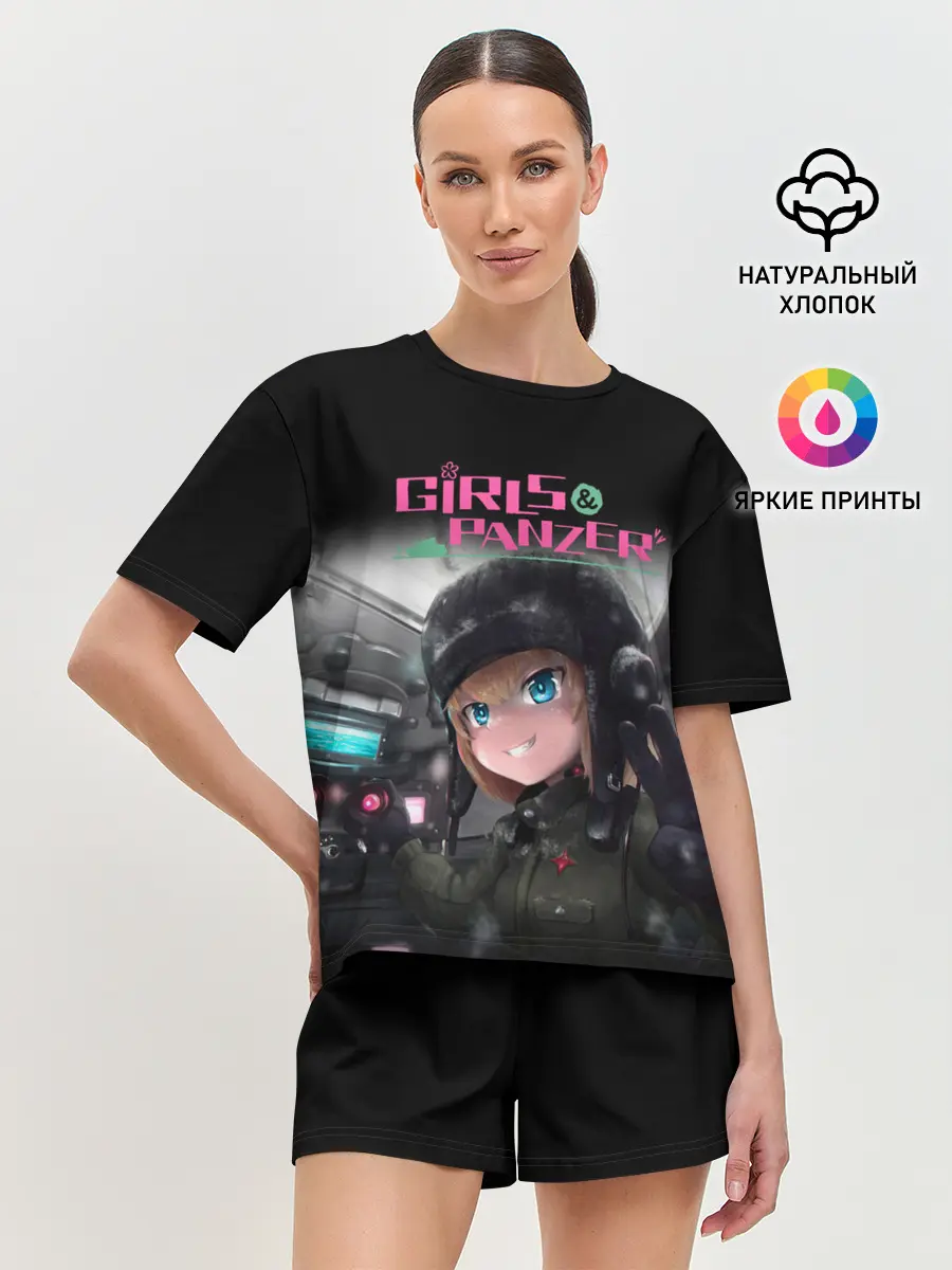 Женская пижама с шортами / Девушки и танки | Girls und Panzer