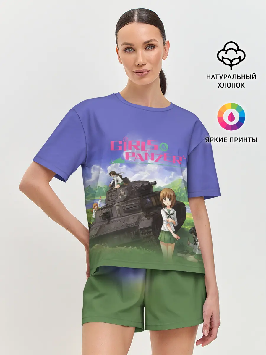 Женская пижама с шортами / Девушки и танки | Girls und Panzer