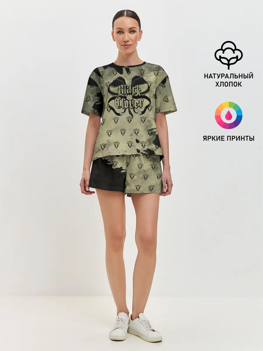 Женская пижама с шортами / Чёрный клевер Черные быки