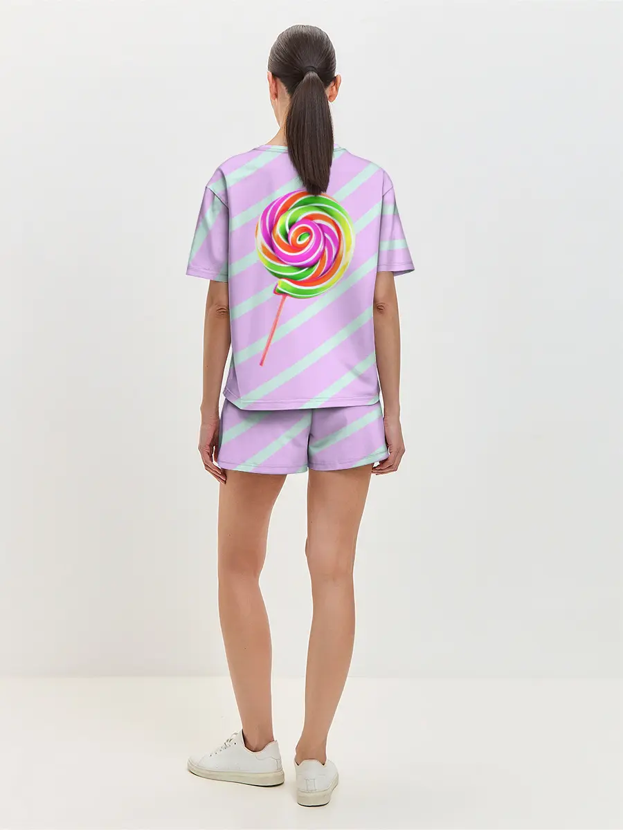 Женская пижама с шортами / Леденец графический фон