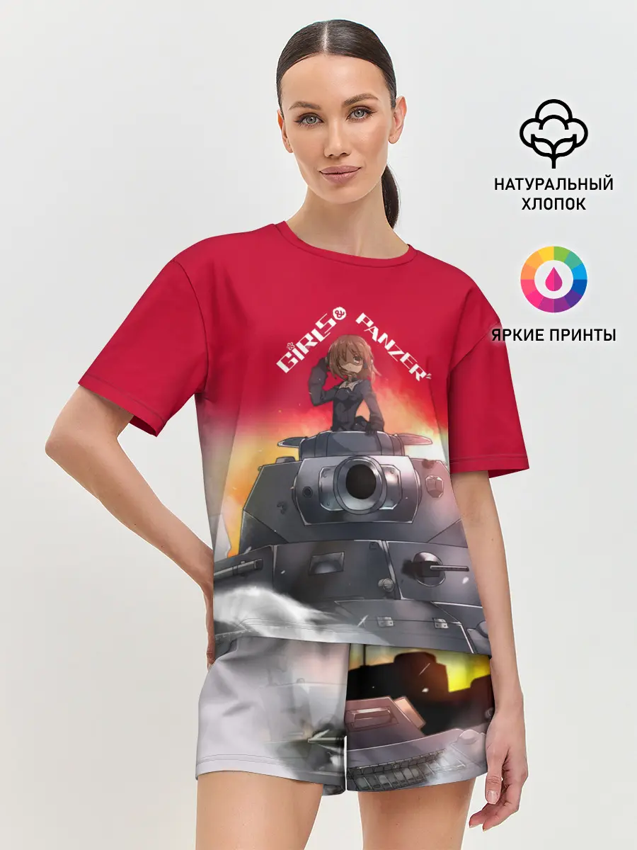 Женская пижама с шортами / Girls und Panzer | Девушки и танки